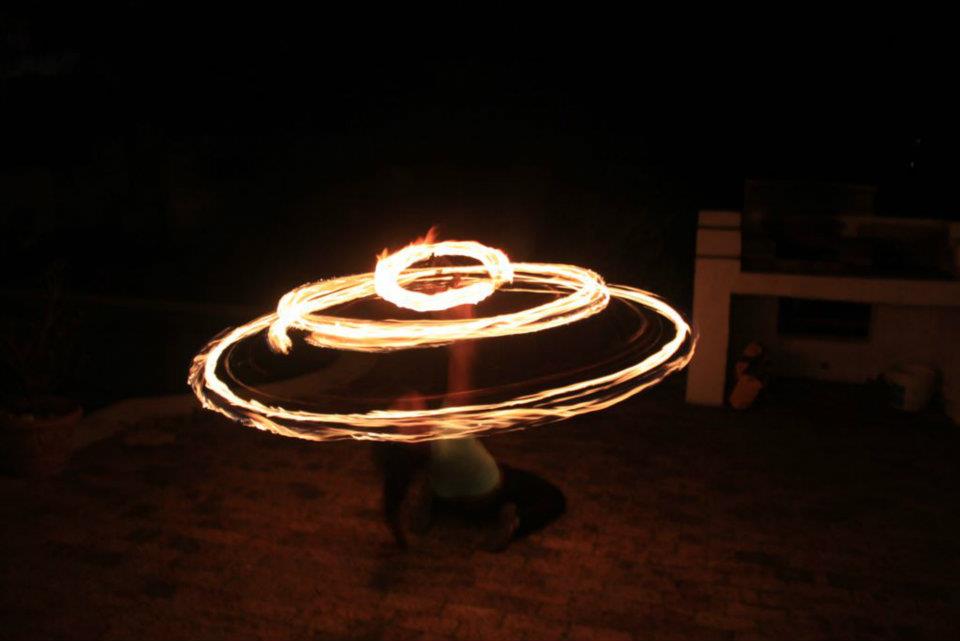 Mbali on fire hoop